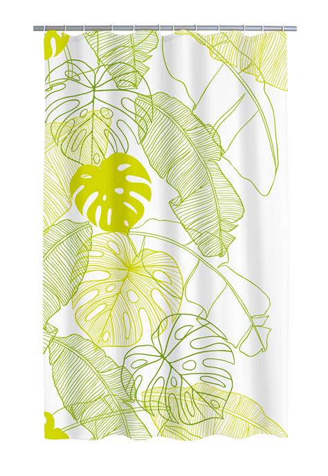 duschvorhang tropical|Duschvorhang Tropical Textil grün 180 x 200 cm